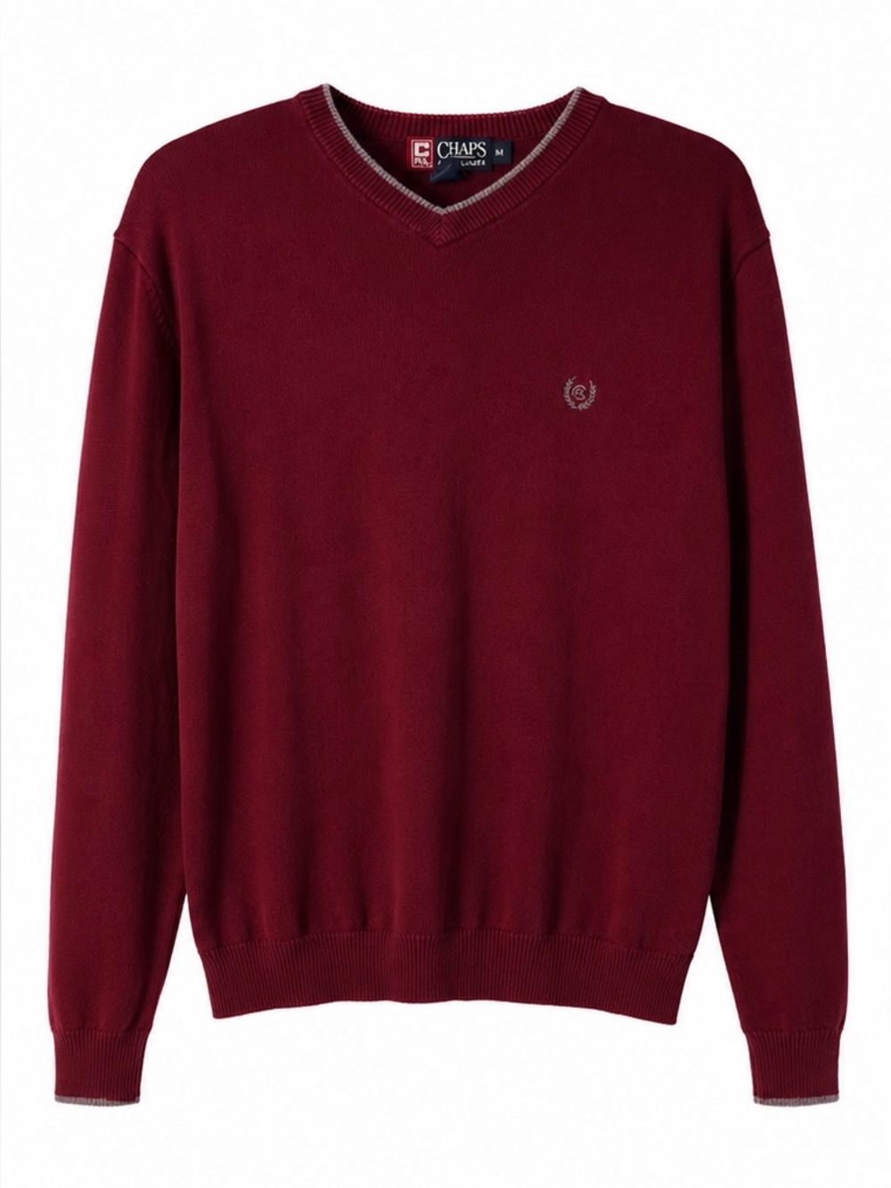 Chaps Men's V-Neck Sweater in Wine